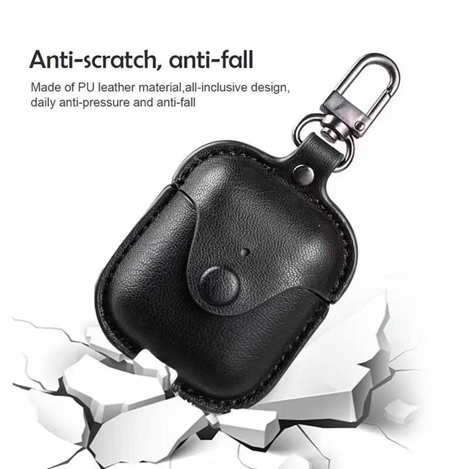 [ FREE SHIPPING] Leather Case For Airpods 1,2 Luxury Protective Case With Anti-Lost Buckle Cover For Air Pods 1,2 Headphone Earpods Bags