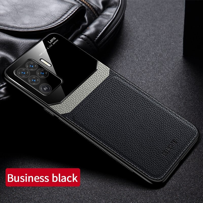 [ FREE SHIPPING] Luxury Slim Leather Case Lens Shockproof BackCover for Oppo F19 Pro