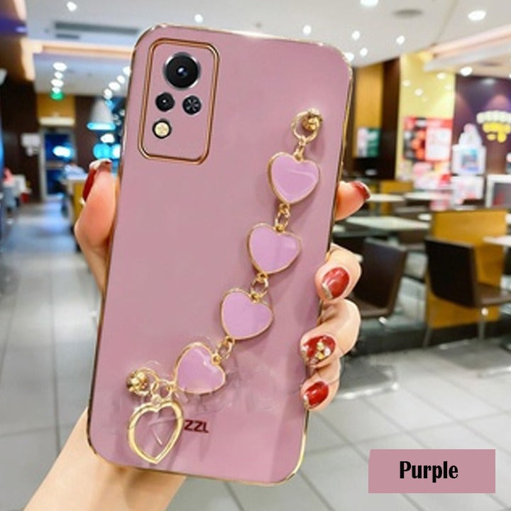 [FREE SHIPPING] Luxury Plating Heart Metal Bracelet Phone Chain Case For Infinix Note 11/Note 12 G88