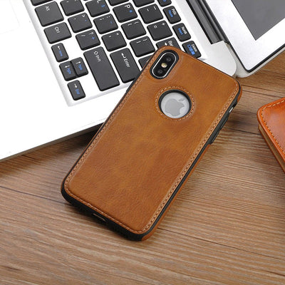 [ FREE SHIPPING] Leather Logo Cut Back Case for Apple iPhone Xs Max
