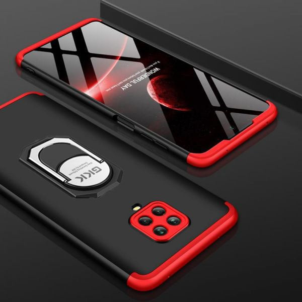 [FREE SHIPPING] Gkk 3in1 Full Protection Case ll With Ring Holder ll For Note 9 Pro - Red & Black