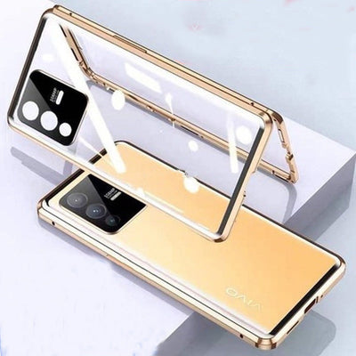 [ FREE SHIPPING] Luxury Vivo V23 Front & Back Tempered Glass Magnetic Case Metal Phone Cover