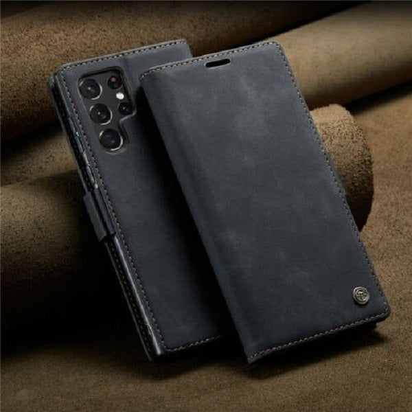 [FREE SHIPPING] CaseMe Retro Leather Case For Samsung S22 Ultra Ultra Book Style Flip Wallet Magnetic Cover Card Slots Case For Samsung S22 Ultra