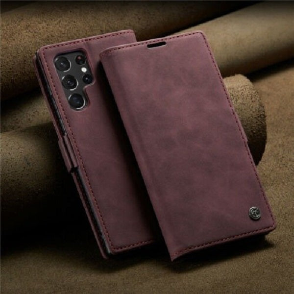 [FREE SHIPPING] CaseMe Retro Leather Case For Samsung S22 Ultra Ultra Book Style Flip Wallet Magnetic Cover Card Slots Case For Samsung S22 Ultra