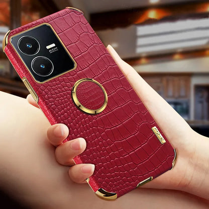 [ FREE SHIPPING] Crocodile Pattern Leather Case For Vivo Y22/ Y22s