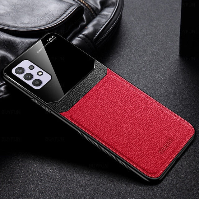 [ FREE SHIPPING]  Luxury Slim Leather Case Lens Shockproof BackCover for Samsung A32