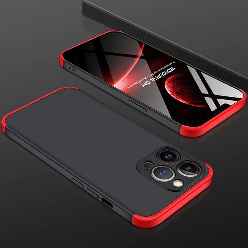 [ FREE SHIPPING] IPhone 13 Pro - Gkk Original Shock Proof Full Protection Cover 360 Case - Red & Black