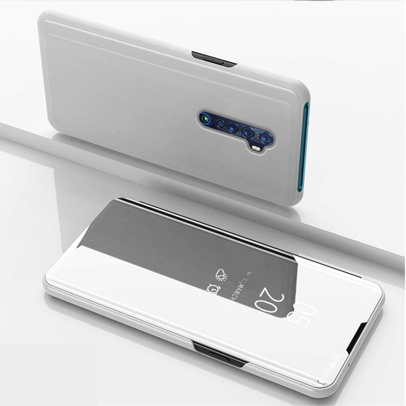 [FREE SHIPPING] Mirror Flip Sensor Case For Oppo Reno 2z - Silver