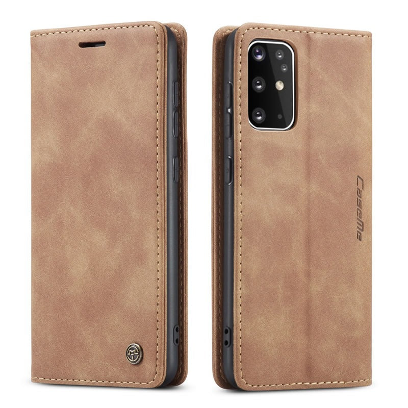 [FREE SHIPPING] CaseMe Retro Leather Case for Samsung S20 Plus Book Style Flip Wallet Magnetic Cover Card Slots Case for Samsung S20 Plus - Brown