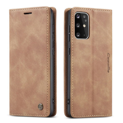 [FREE SHIPPING] CaseMe Retro Leather Case for Samsung S20 Plus Book Style Flip Wallet Magnetic Cover Card Slots Case for Samsung S20 Plus - Brown