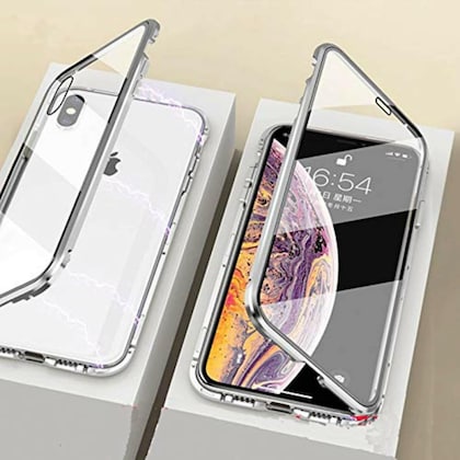 [ FREE SHIPPING] LUXURY IPHONE X/XS FRONT & BACK TEMPERED GLASS MAGNETIC CASE METAL PHONE COVER